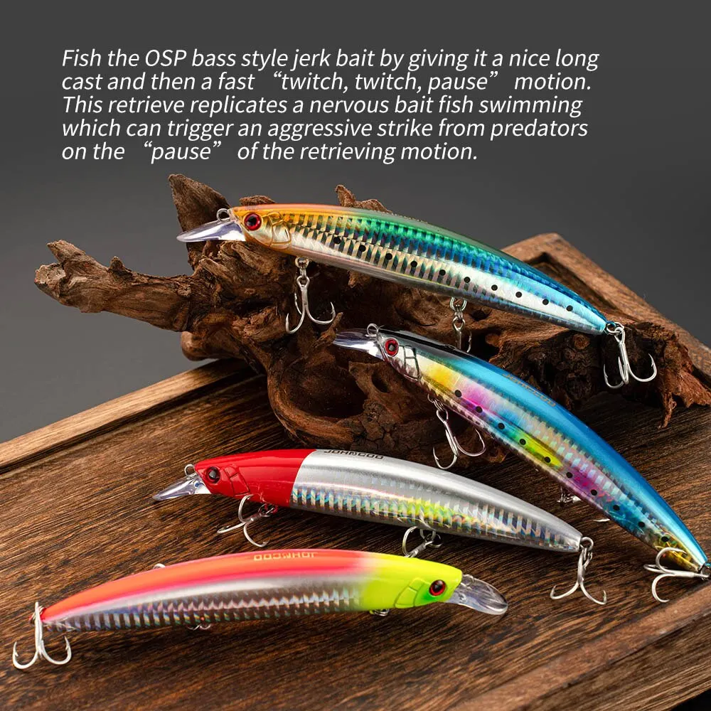 Jerkbait flotante de fundición larga, 130mm, 23g, señuelo de pesca con anzuelos de calidad, pececillo Wobbler para lubina, perca, carpa, Lucio - imagen 2