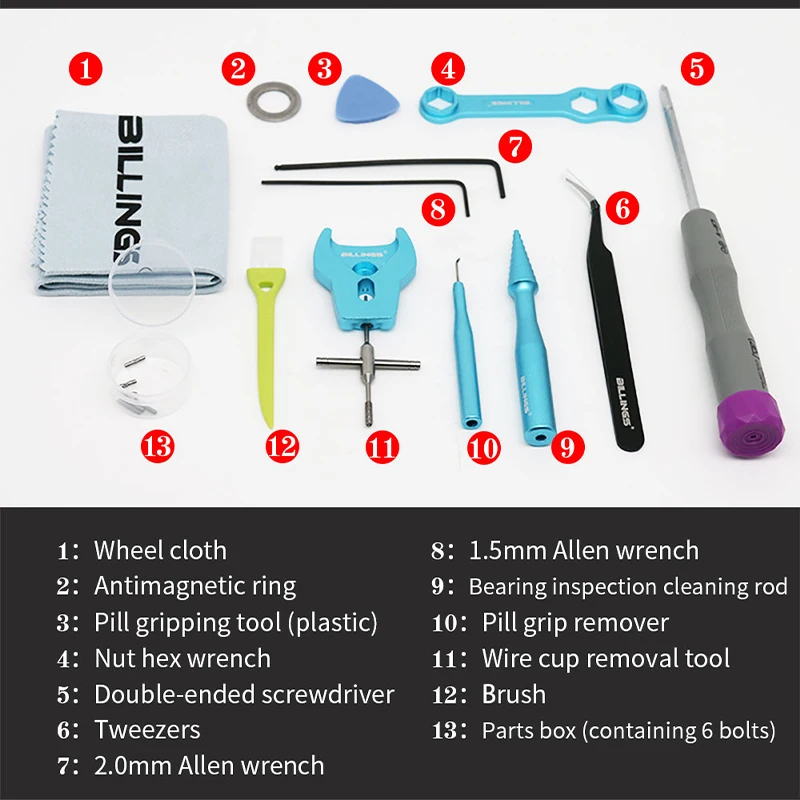 1 Juego de removedor de pasadores de rodamiento de carrete de pesca, llave de mantenimiento, destornillador, pinzas, Kit de herramientas de reparación, carrete de Baitcasting modificado DIY - imagen 3