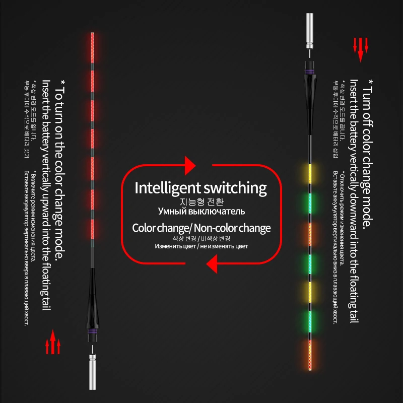 1 pieza de flotador de cambio de Color con Sensor de gravedad eléctrico + 1 CR425 + 1 tubo flotante + 1 ganchos para bolsa + 1 flotador de apoyo Nano accesorios de boya luminosa - imagen 5