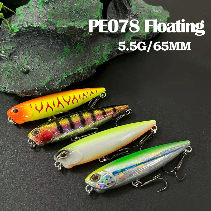 Mini Wobblers de 65mm y 5,5g, Señuelos de Pesca con lápiz flotante, TopWater Walk the Dog, Swimbait para lubina, aparejos de cebo duro Artificial
