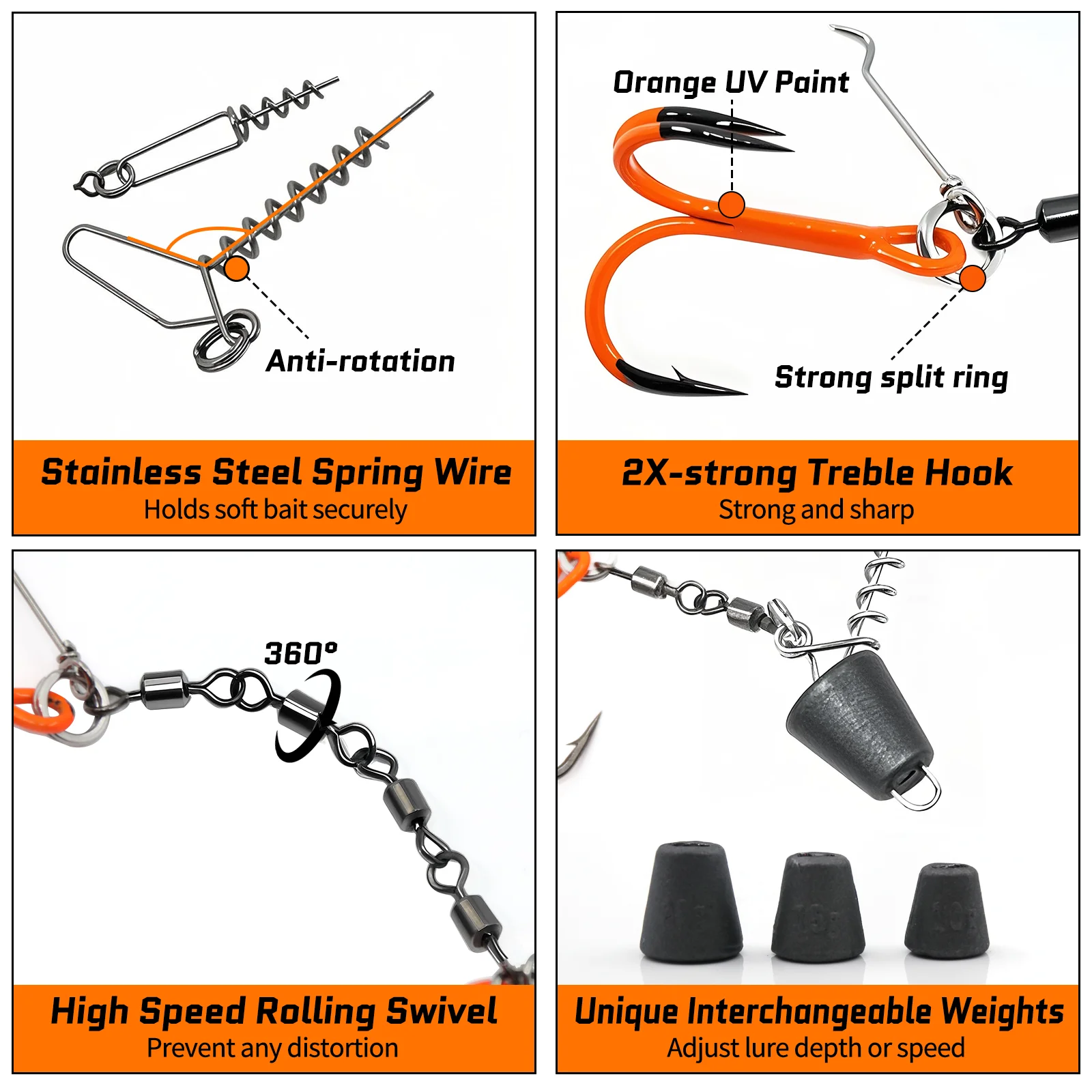 Anzuelos Stinger para Lucio de 9KM, aparejo de pesca con anzuelo triple pintado con UV para Swimbait, accesorios de señuelo suave de goma - imagen 4