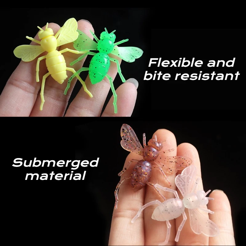 Señuelo de pesca de 30 piezas, cebo de mariposa, suave, sumergible, abeja, lubina biónica negra, cebo de pez mandarín, suministros de pesca - imagen 4