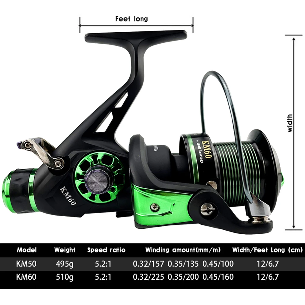 GHOTDA-carrete de pesca KM5000 KM6000 SeriesAll, Metal CNC, brazo basculante, carrete de Metal giratorio, rueda de carpa de agua dulce/salada - imagen 3