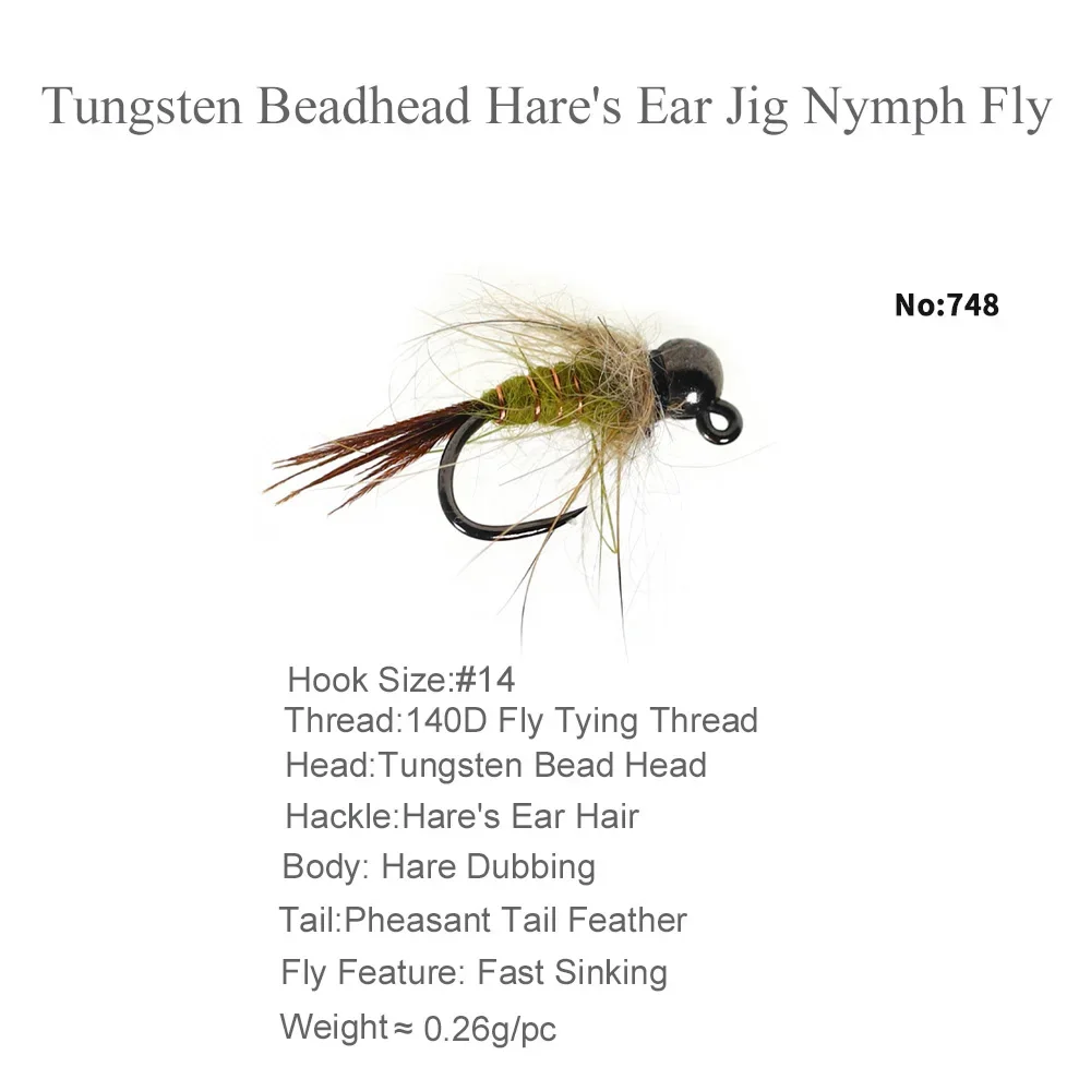 Cabeza de cuentas de tungsteno, anzuelo de Ninfa, oreja de liebre, cobre, John CDC, Mosca, trucha, percha de acero, gris, moscas de pesca - imagen 5
