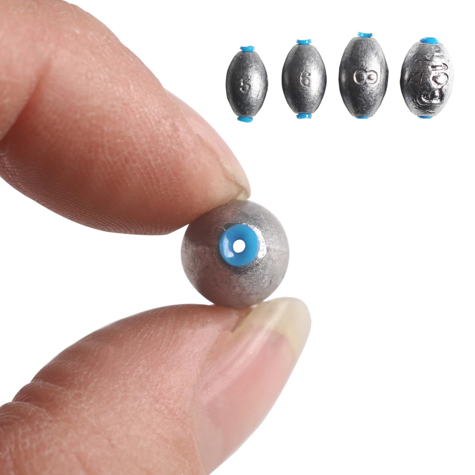 Caja de 60 uds., colgante de plomo abierto, balsa de pesca, juego de pesca, accesorios de válvula de puente, plomo de mordida rápida hueco, tipo oliva, corredor de carretera largo - imagen 5