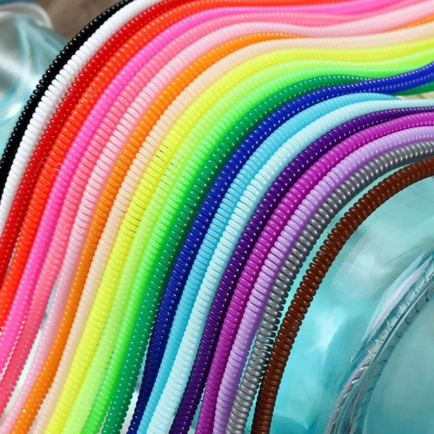 Cadena de bobinado para exteriores, soporte de Cable sólido de 60cm, TPU colorido, espiral, Cargador USB, Protector de Cable, organizador de viento - imagen 2