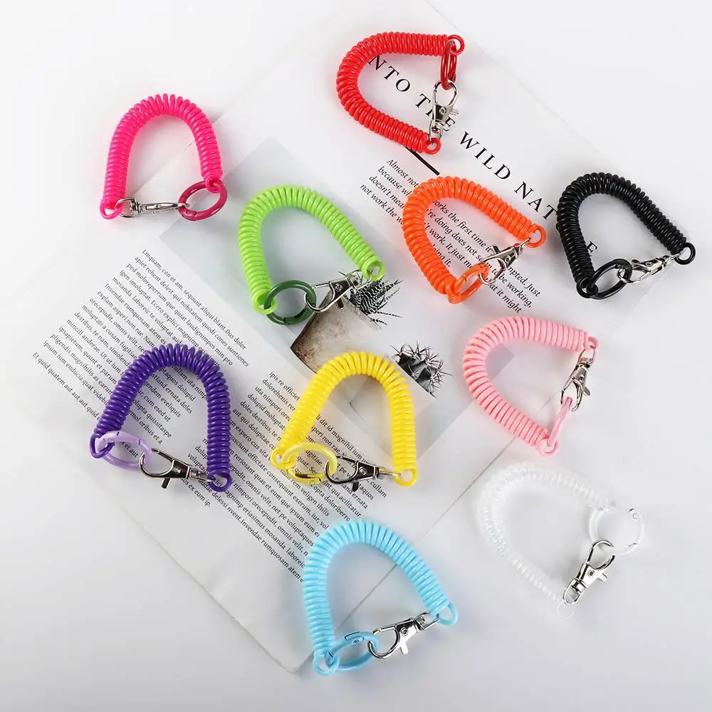 Muelles de bobina retráctiles con gancho, resorte en espiral con cierre de Metal, llavero de bobina elástica, cierre de langosta antipérdida, ganchos para llaves - imagen 3