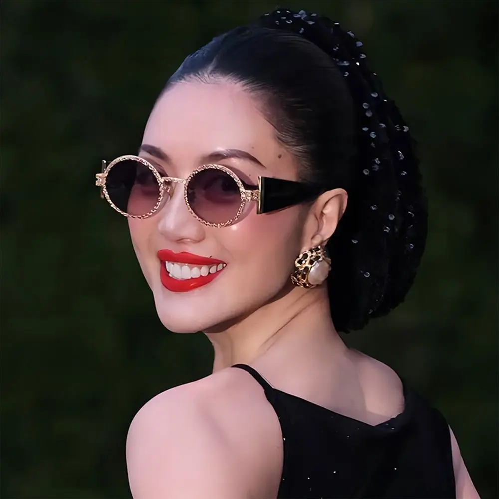 Gafas de sol redondas de moda Punk, protección UV ovalada, gafas de sol de Hip Hop, patillas anchas Retro, gafas de sol para mujeres y hombres - imagen 3