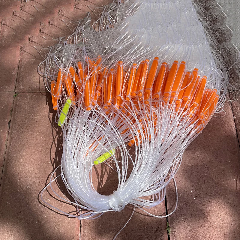 Lawaia-red de pesca de tres capas, red de seda blanca, flotador de plástico, plomo largo, pegajoso, colgante, trampa retráctil, 25M de longitud - imagen 3