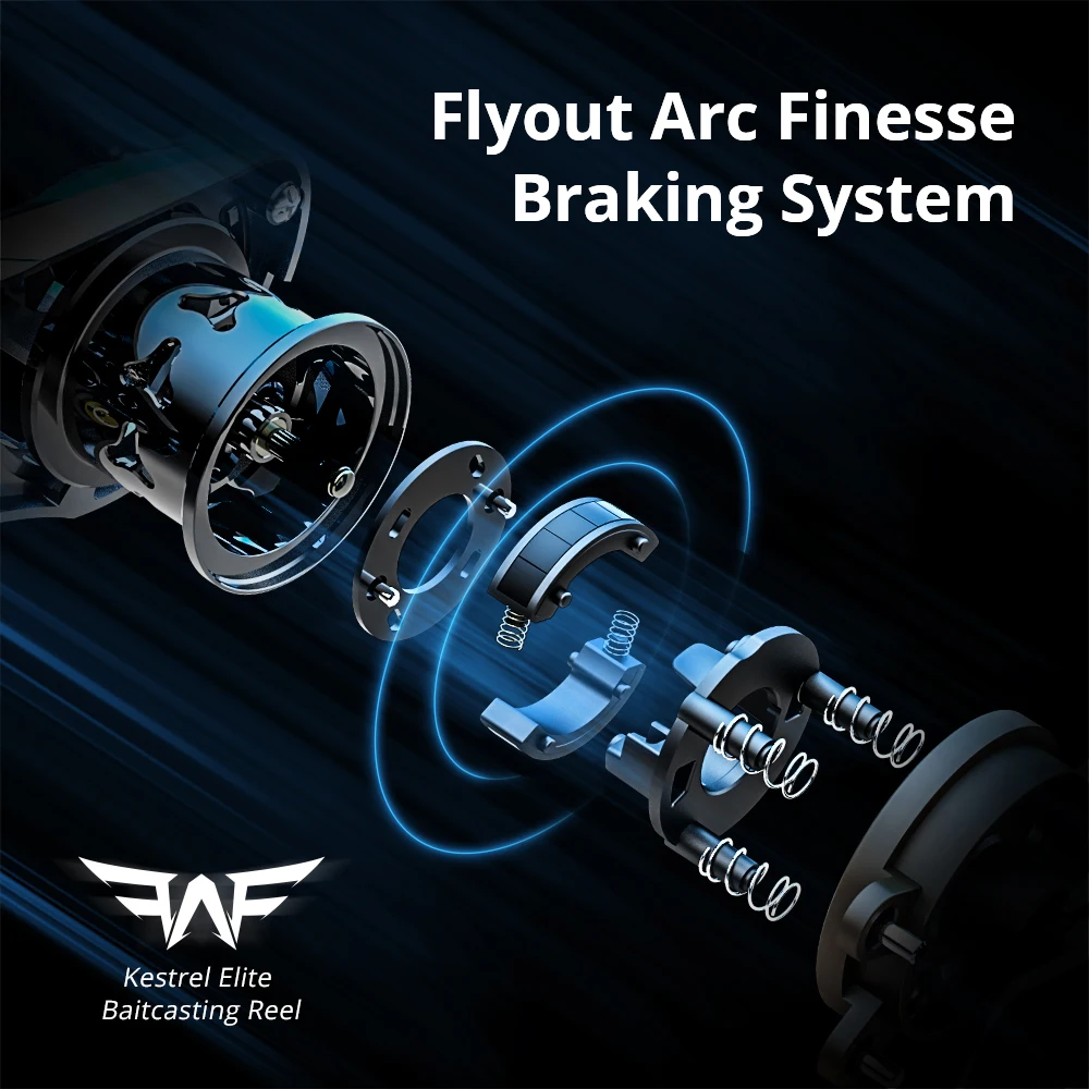 KastKing-carrete de pesca de alta velocidad, accesorio con estructura de magnesio Kestrel Elite, sistema de finura, Baitcasting, arrastre máximo de 6KG, 11BB + 1RB 8,4: 1 - imagen 5