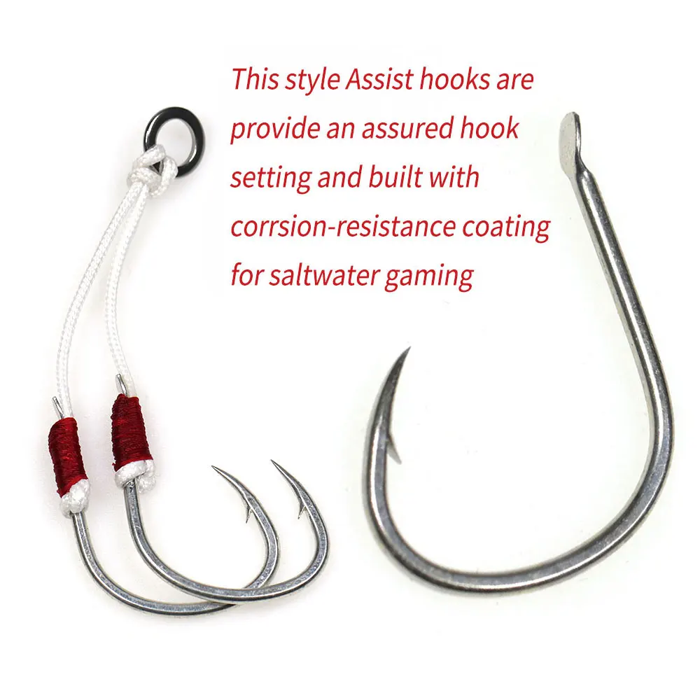 Elllv 100 Uds mango de pala de estaño brillante anzuelo de ayuda de Jigging lento anzuelos de pesca de Lucio de agua salada anticorsión 1/0 2/0 3/0 4/0 5/0 - imagen 5