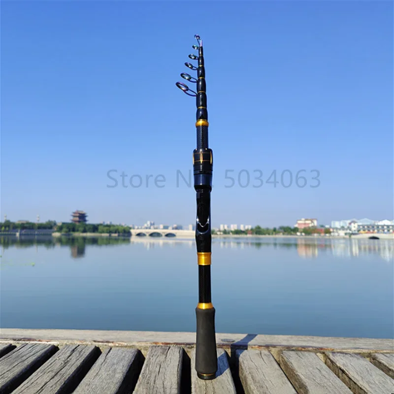 Mango de pesca de carbono retráctil portátil, mango recto, Base de dos ruedas, área de agua múltiple, transporte aplicable - imagen 4