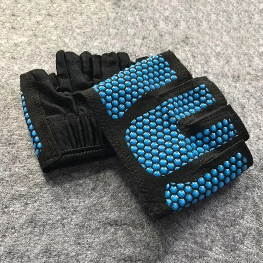 1 par de guantes transpirables de medio dedo para gimnasio, guantes antideslizantes y antipérdida para ciclismo, protectores de palmas de Color contrastante, guantes de Fitness para ejercicio - imagen 2