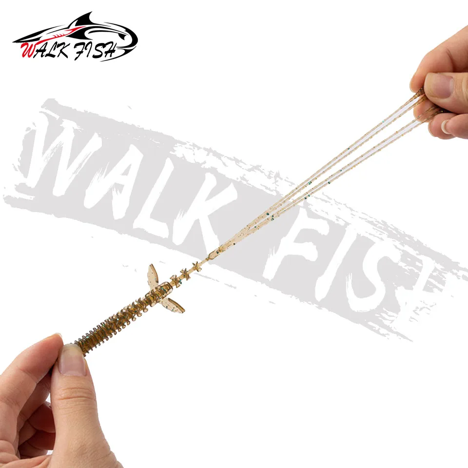 WALK FISH-señuelo de pesca suave de 10 piezas, 8cm, 3g, gambas, cebos suaves de sicilión Artificial, aparejo de pesca Wobblers para Lucio Artificial - imagen 3
