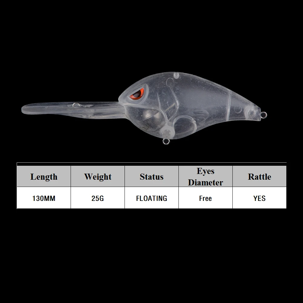Chan'sHuang 5 uds cebo en blanco sin pintar 13cm 25g sonajero flotante buceo profundo Crankbait DIY señuelo de pesca Artificial - imagen 2