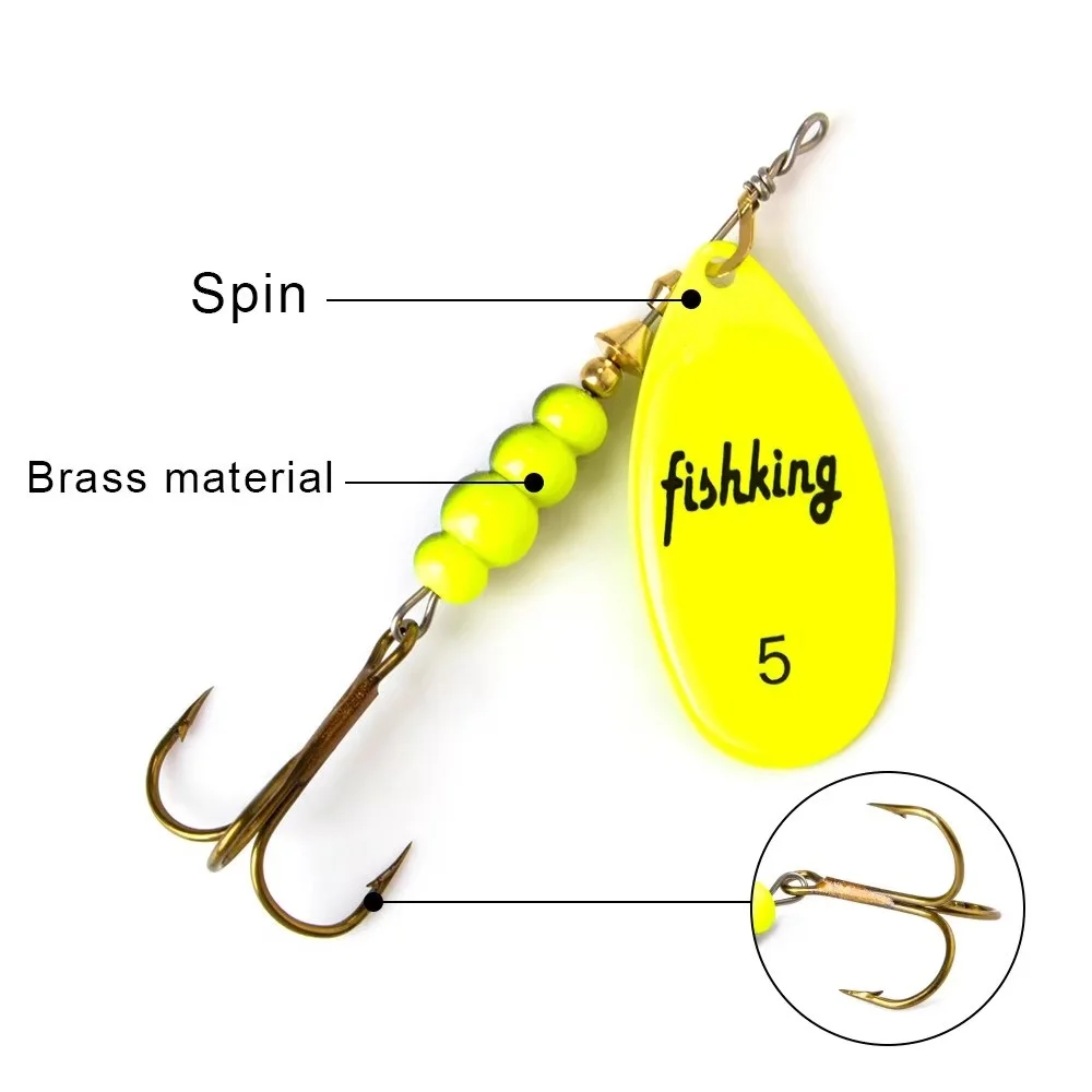 3,9g 4,6g 7,4g 10,8g 15g cebo giratorio Señuelos de pesca cuchara de Metal cebo artificial con anzuelo triple pesca lubina Pike - imagen 5