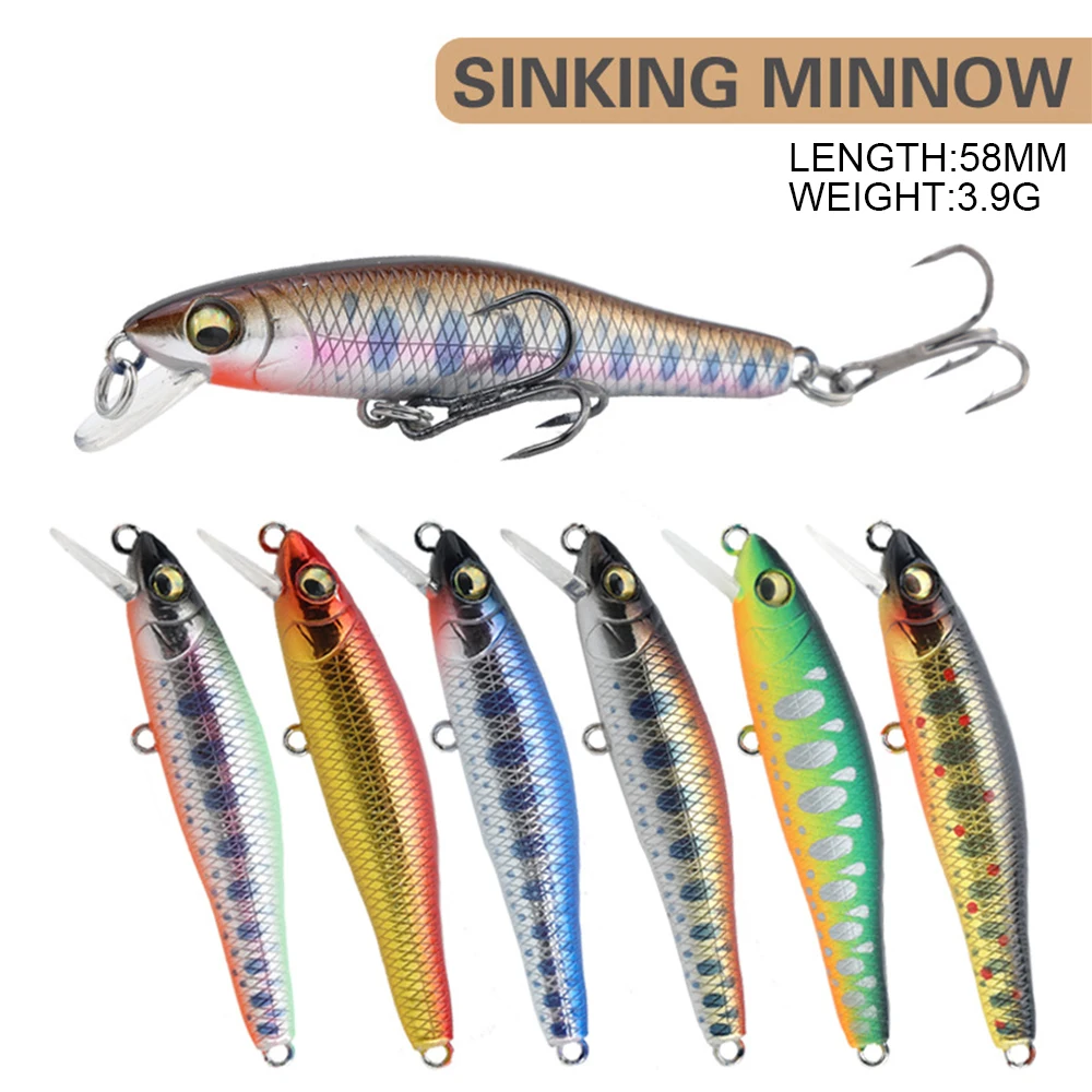 Señuelo de pesca de 5,8 cm y 3,9g, cebo duro Artificial, Wobbler Minnow, Mini curricán que se hunde, Jerkbait, Swimbait - imagen 3