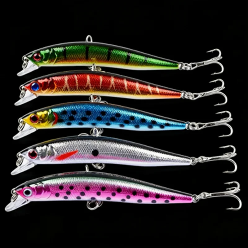 Señuelos de pesca flotantes para pececillos, juego de colores mezclados, 10cm, 8,5g, cebo duro aritificial, Wobbler de plástico con anzuelos para lubina, carpa, 5 uds. - imagen 2