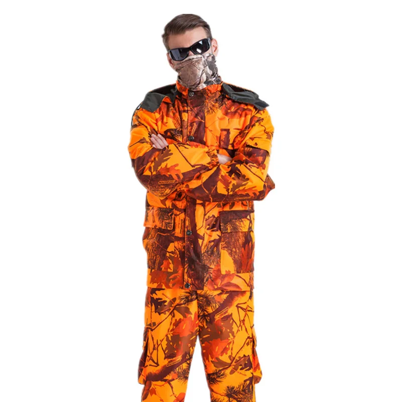 Traje de Safari de camuflaje biónico para exteriores, conjunto de ropa de observación de aves naranja impermeable de gran tamaño, traje Ghillie de caza 4XL A2F121 - imagen 4