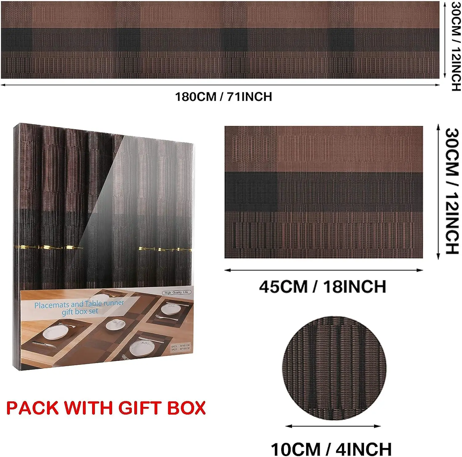 Juego de manteles individuales de vinilo tejido, manteles individuales de tejido cruzado, manteles de mesa lavables antideslizantes para mesa de comedor, cocina, decoración de restaurante, posavasos - imagen 3