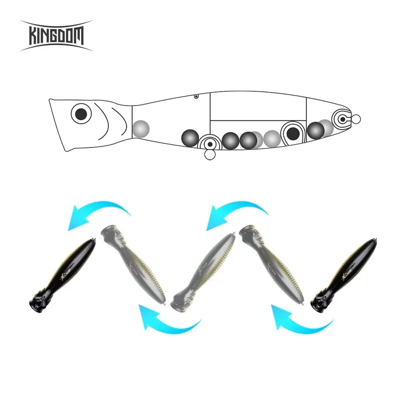 Kingdom Popper Señuelos de Pesca 8cm 10cm 13cm cebos artificiales de agua salada Wobblers duros TopWater agua dulce señuelo de pesca de lubina - imagen 5