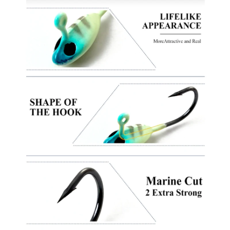 TAKEDO-señuelo de pesca en hielo con forma de asta, anzuelo con cabeza de plomo, cebo de pesca de agua dulce, invierno, XL02, 1,1G, 1,6G - imagen 4