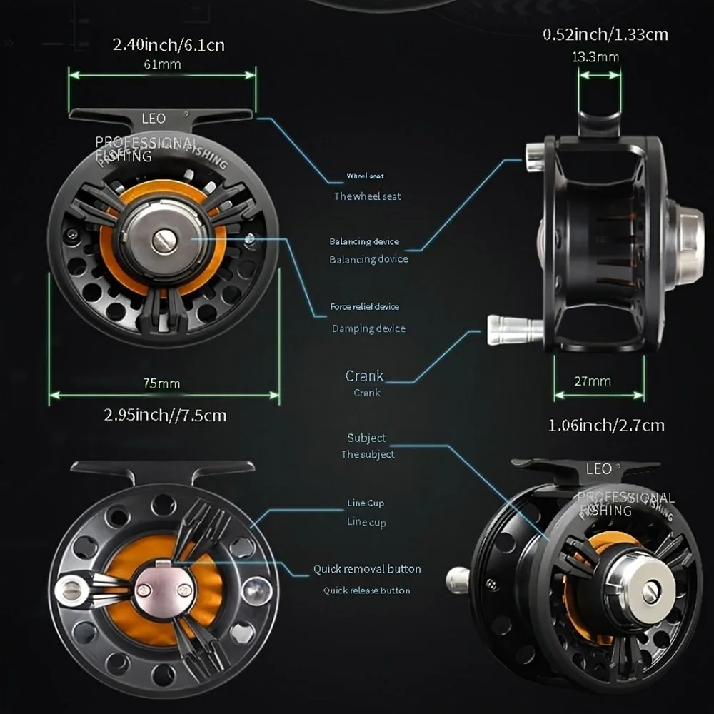 Carrete de pesca con mosca de Metal, rueda de balsa de Metal, arrastre frontal, extracción de línea rápida, carrete de mosca de aluminio adecuado para peces de agua salada y dulce - imagen 3