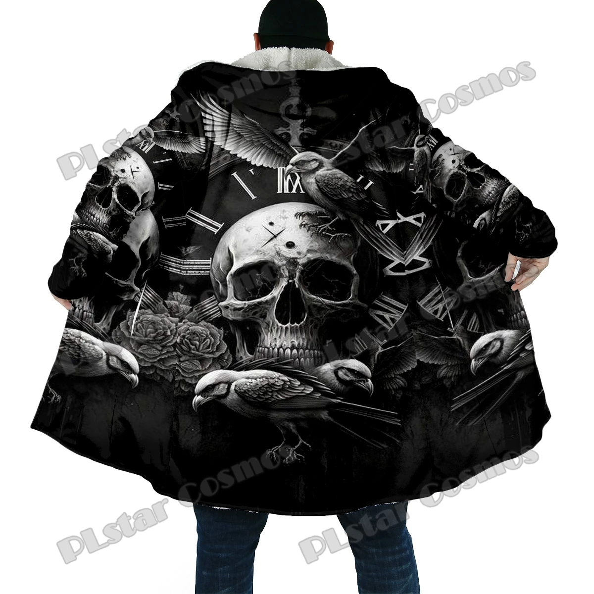 Capa invernal DP51 con capucha y estampado calavera 3D – Lana gruesa - imagen 3