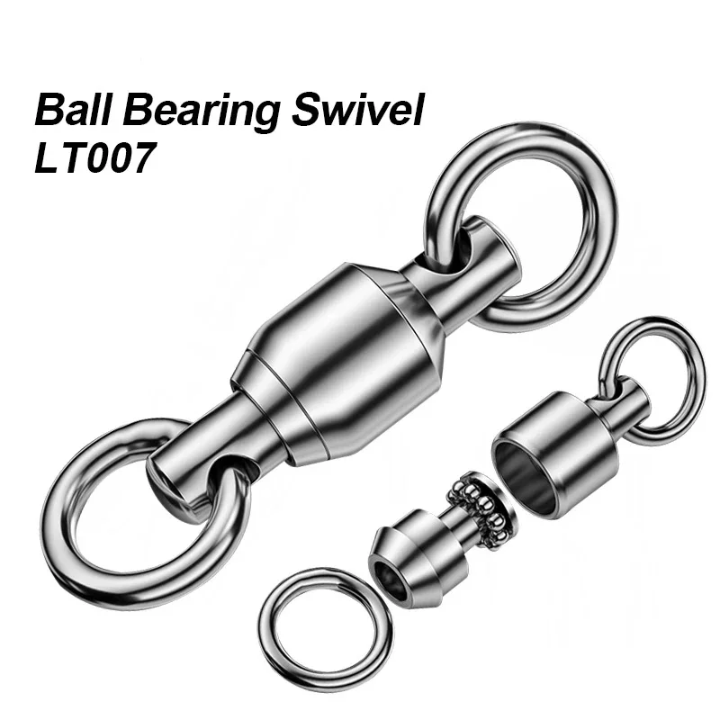 OBSESSION LT007 10 unids/bolsa 0 # -10 #   Giratorio resistente del rodamiento de bolas del acero inoxidable con giratorios sólidos del conector del señuelo de la pesca del anillo