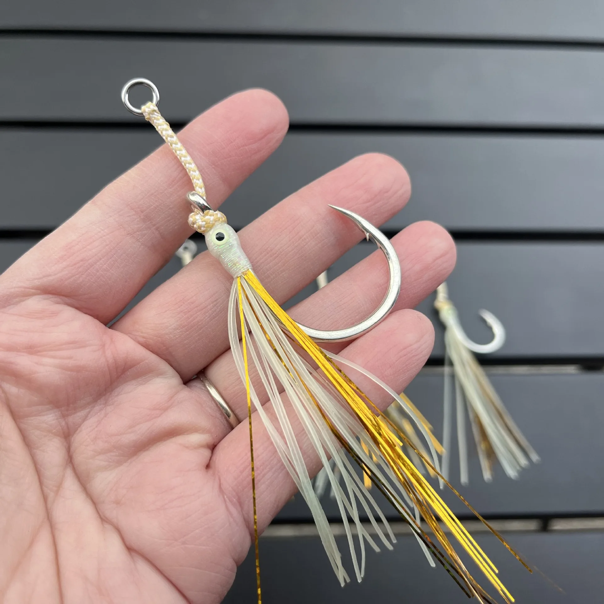 3 uds 3/0 5/0 7/0 9/0 anzuelo fuerte anzuelo individual anzuelos de Jigging lento anzuelo de pesca Assis anzuelos calamar luminoso pulpo - imagen 3