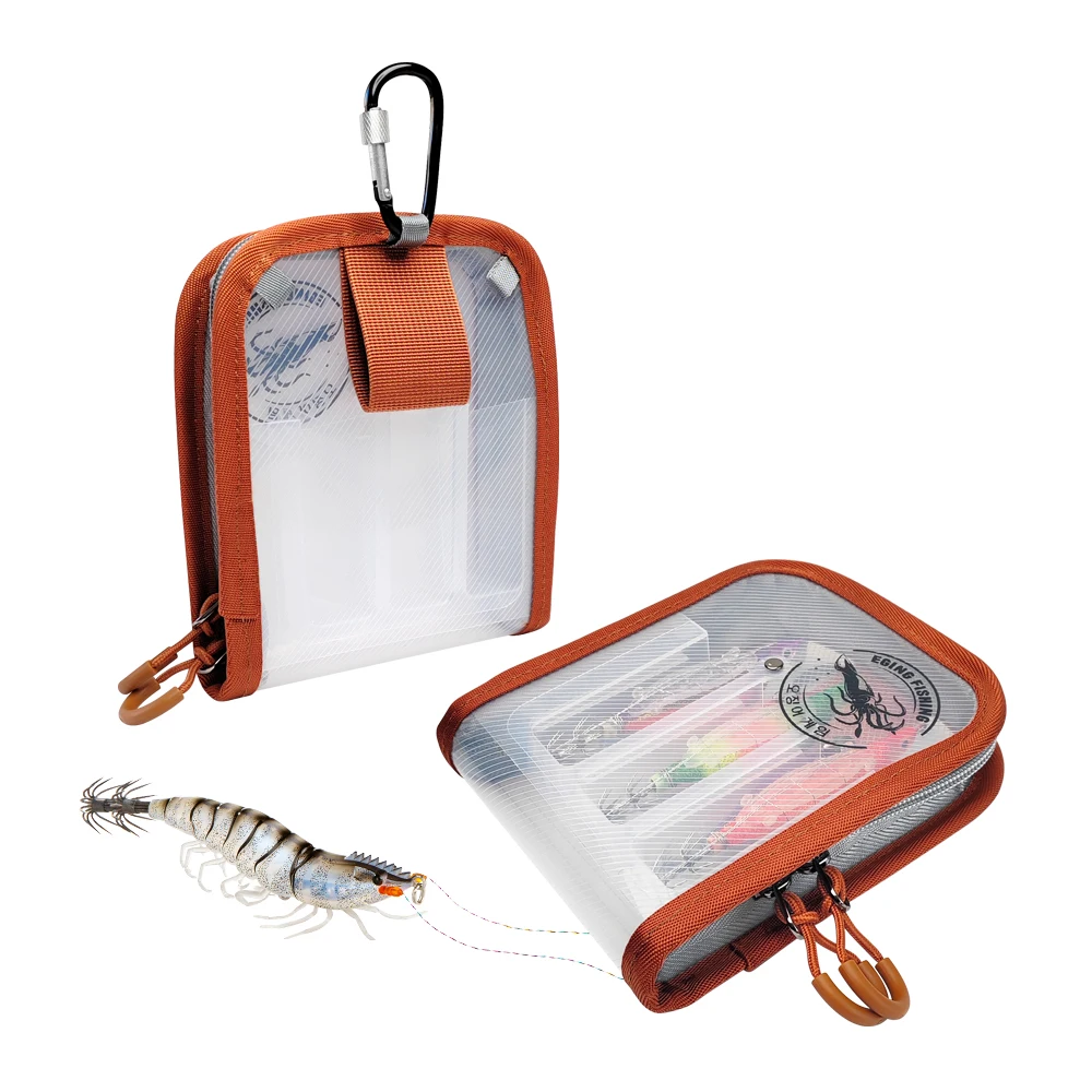 2025 nuevo 6 rejilla calamar Jig señuelo ganchos caja de almacenamiento de madera camarones pulpo Egi bolsa de aparejos de pesca impermeable