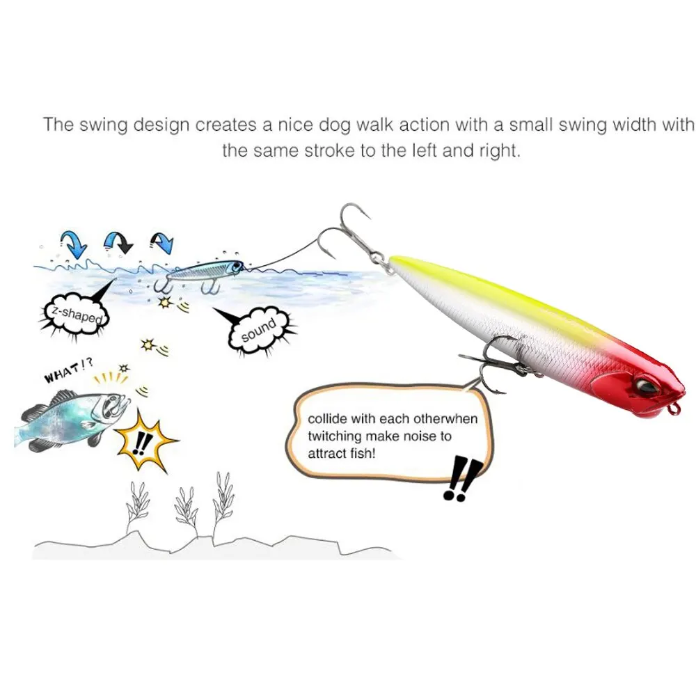 Señuelo de lápiz flotante, 10mm, 14g, superficie de agua superior para perro que camina, Wobbler para trucha, lubina, pesca de Lucio - imagen 3