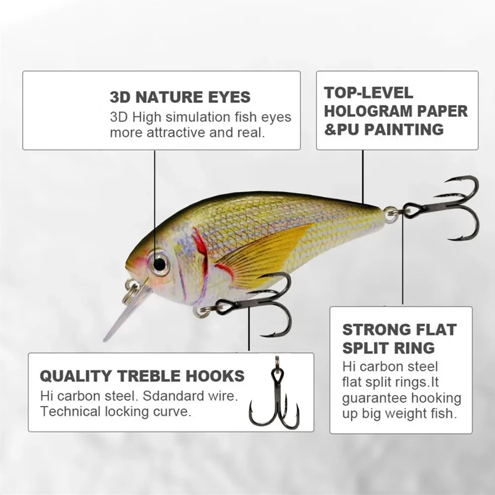 GREENSPIDER-señuelo de pesca con manivela para trucha, cebo Artificial para pececillos, Jerkbait flotante, Wobblers, 7,3 cm, 12,5g - imagen 4