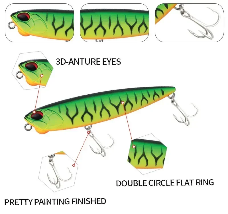 Señuelo de pesca con lápiz flotante, 85mm, 11g, Topwater, caminando a los perros, Swimbait de agua dulce, Wobbler para Lucio, lubina, cebos duros artificiales - imagen 5