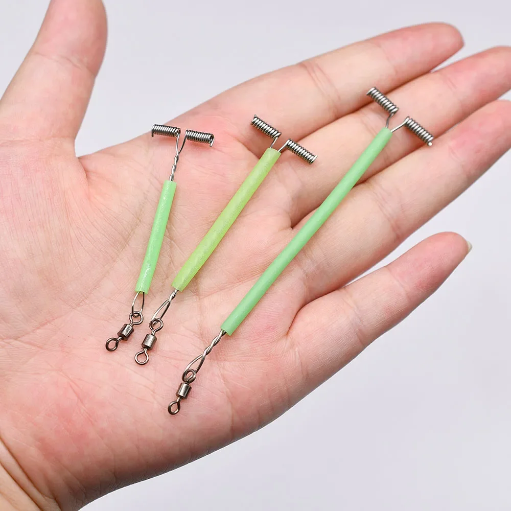 MNFT 8 Uds. Forma de T 3 vías pesca giratoria línea cruzada alambre de acero brazo líder conector de equilibrio fluorescente aparejo de agua salada - imagen 5