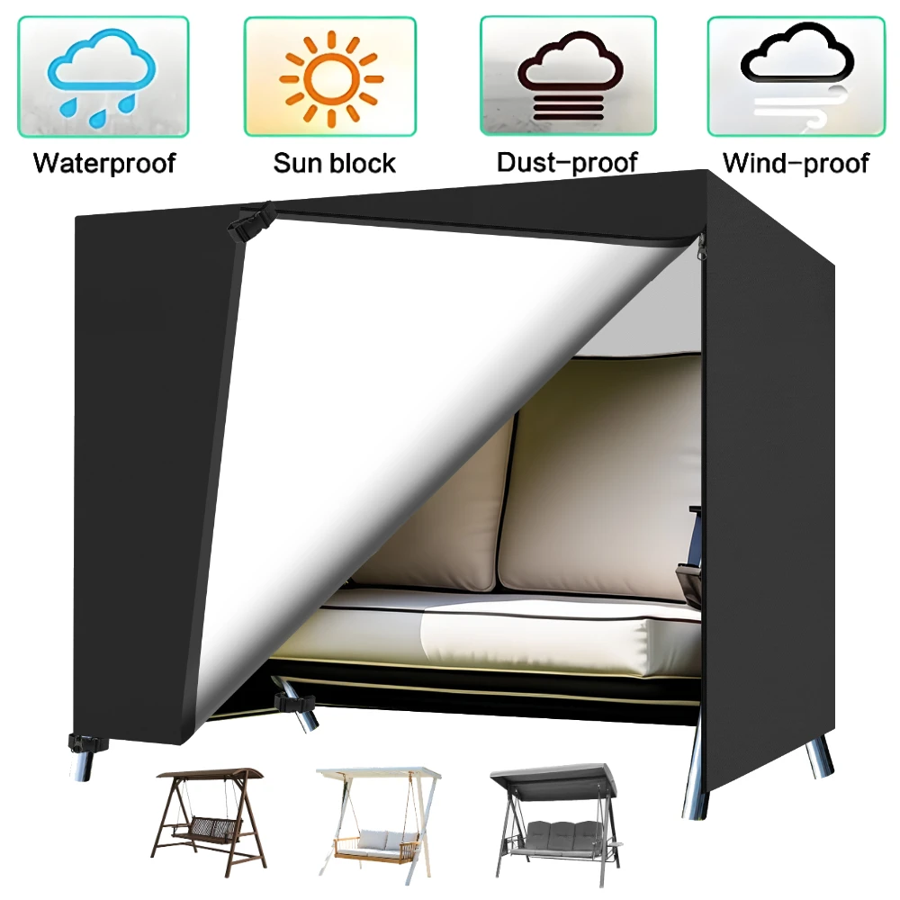 Fundas para columpio de jardín de 3 plazas, impermeables, resistentes, Oxford 210D, funda para silla columpio para exteriores, cubierta para hamaca de jardín y Patio con cremalleras
