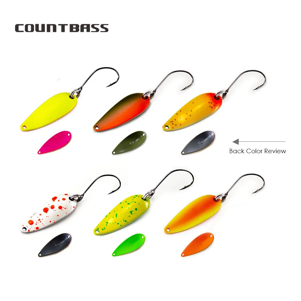 Cucharas para trucha COUNTBASS, tamaño 2,4g y 4g, Señuelos de Pesca, cebos de Metal fundidos para salmón, Lucio, lubina, Material de latón - imagen 4