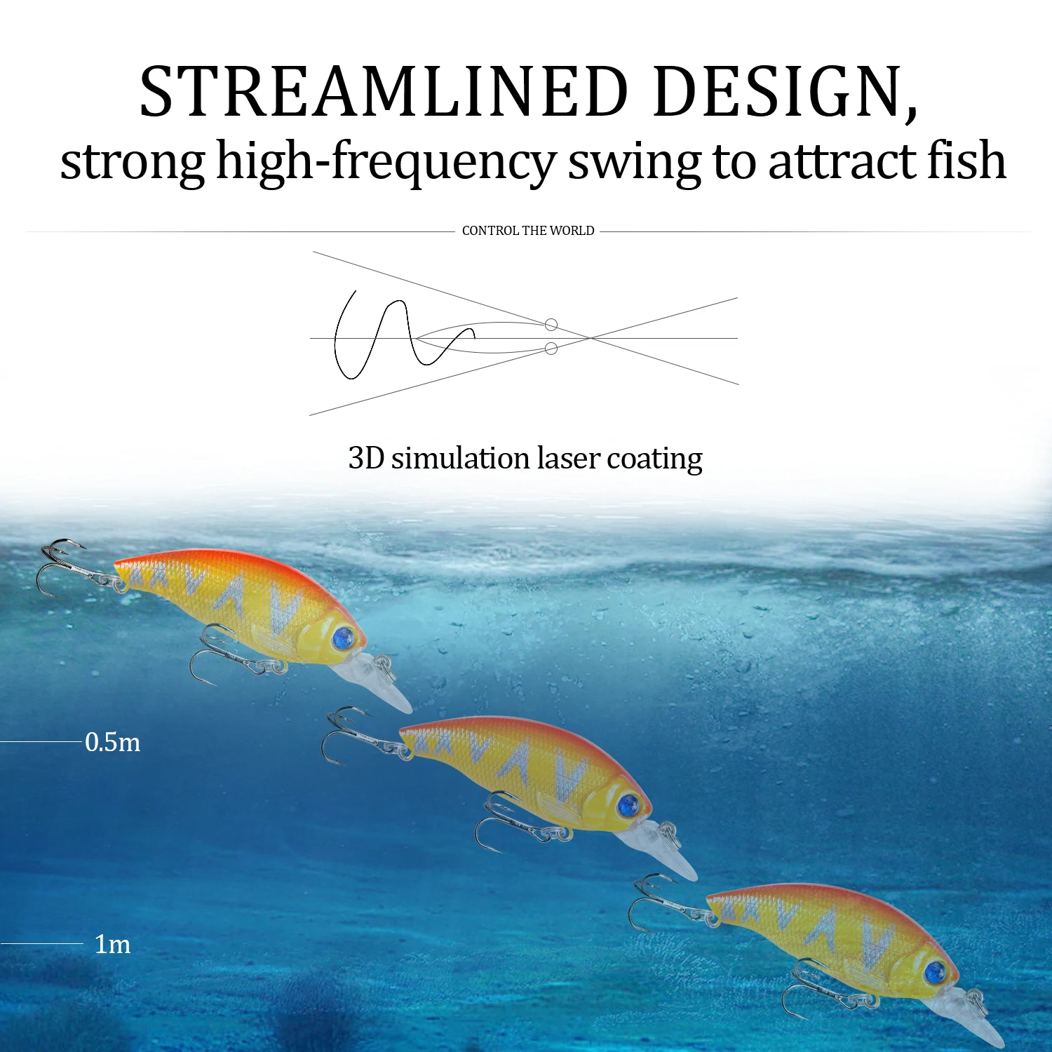Señuelos de Pesca con manivela de 1 piezas, Wobblers de 7,5 cm, 8,6g, cebo duro de plástico Artificial flotante, aparejos de pesca de Lucio - imagen 4
