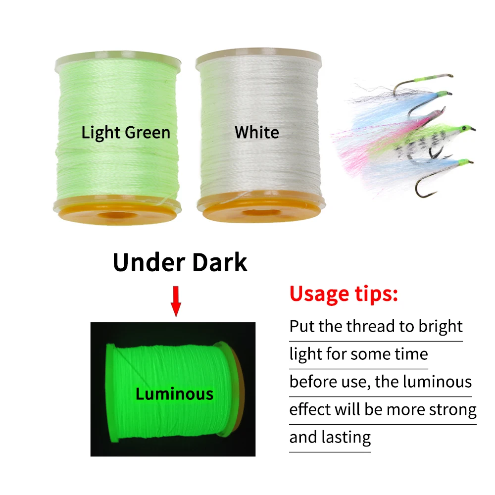 ELLLLV-hilo luminoso de poliéster para atar moscas, anzuelo de asistencia de 80 yardas, 150D, 4 colores - imagen 4