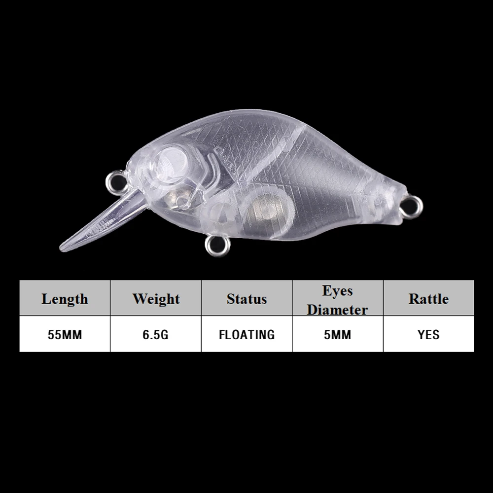 Chan'sHuang-señuelo de pesca Artificial, 20 piezas, sin pintar, en blanco, 5,5 cm, 6,5g - imagen 2