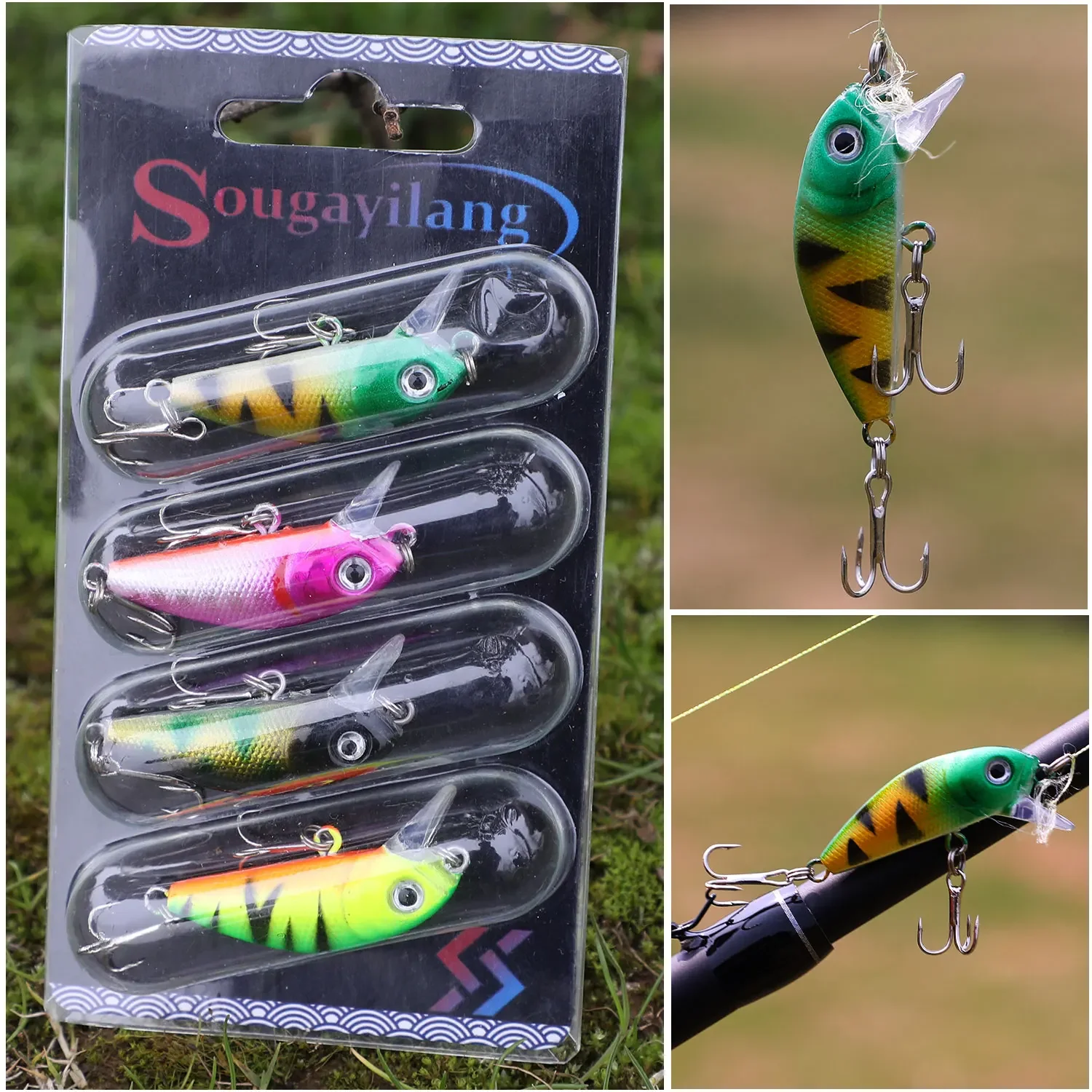 Sougayilang 4 Uds señuelo pececillo cebo Artificial 4g Wobblers flotantes duros Crankbait trucha Lucio carpa aparejos de Pesca - imagen 4