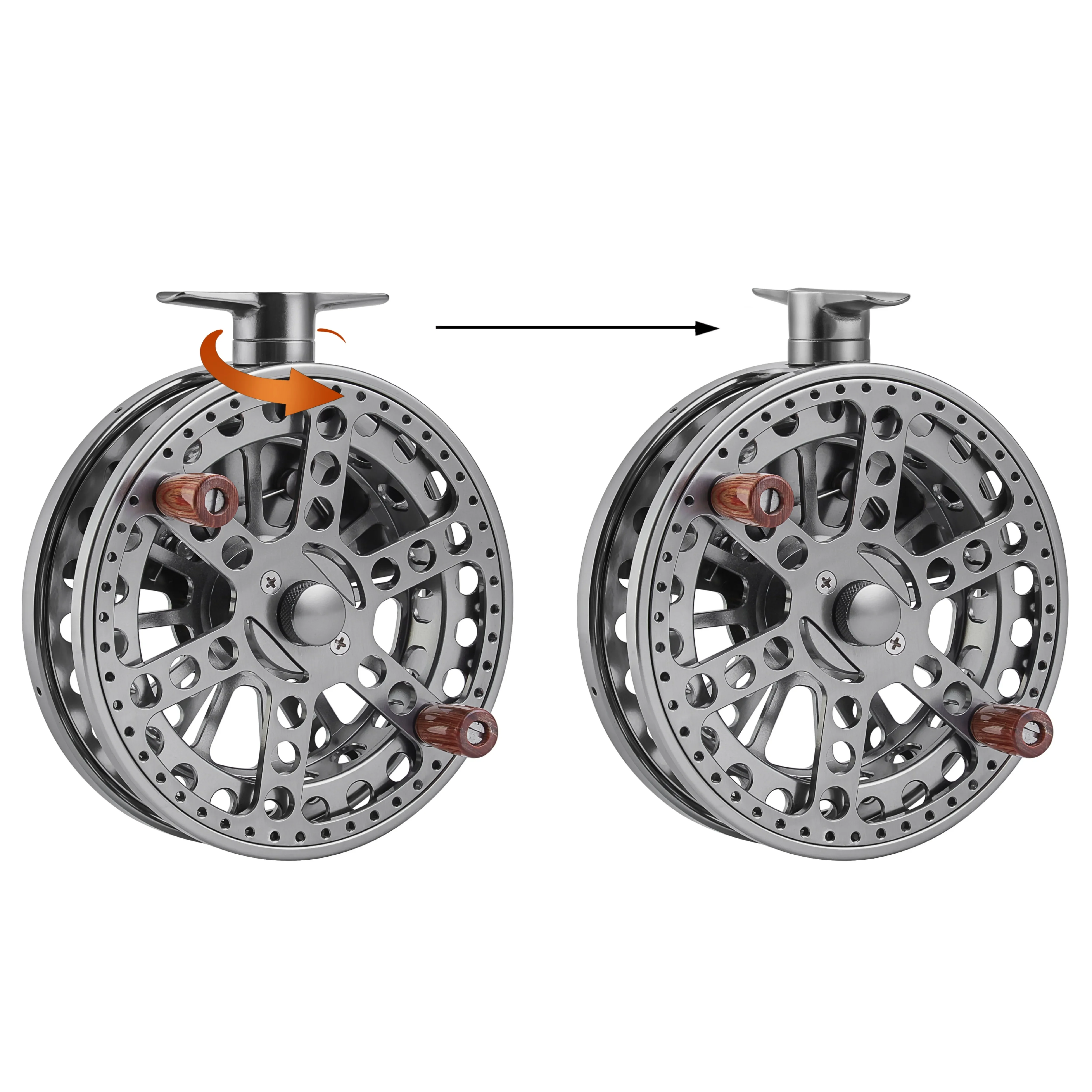 Carrete flotante de 120mm, 4 y 3/4 pulgadas, dirección cambiable para trote grueso, barra Steelhead, pesca flotante de salmón - imagen 2