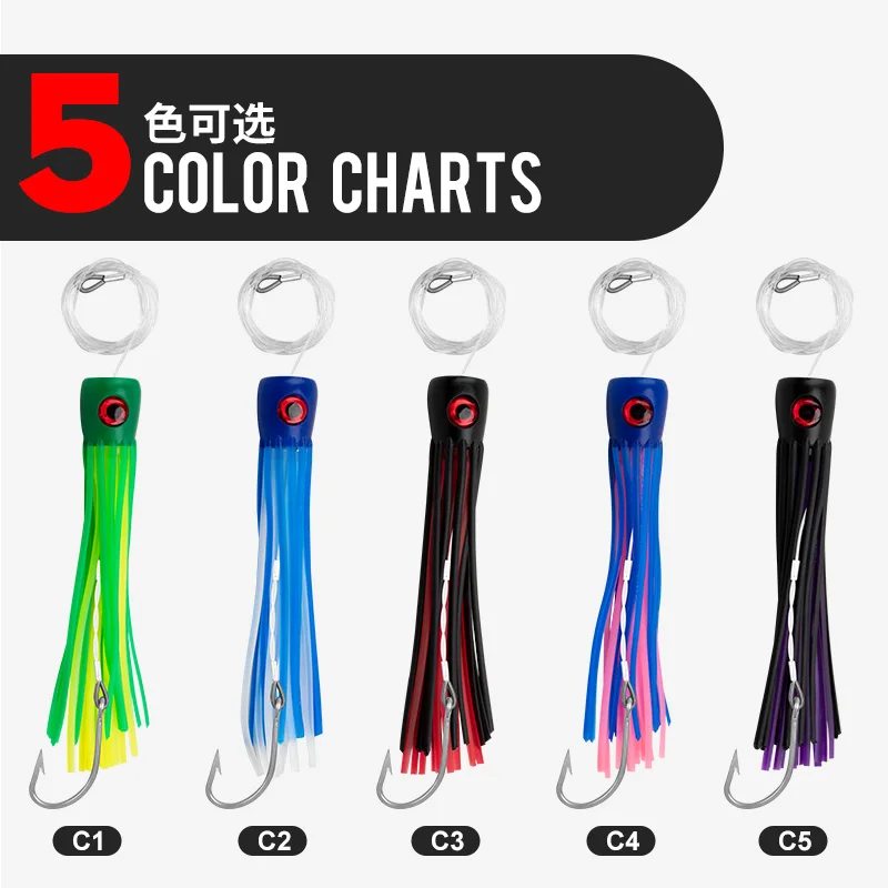 OBSESSION TR006-B 150mm/6 pulgadas gran juego pesca atún Marlin Trolling señuelo mar barco pesca pulpo calamar falda brillo Trolling cebo - imagen 3