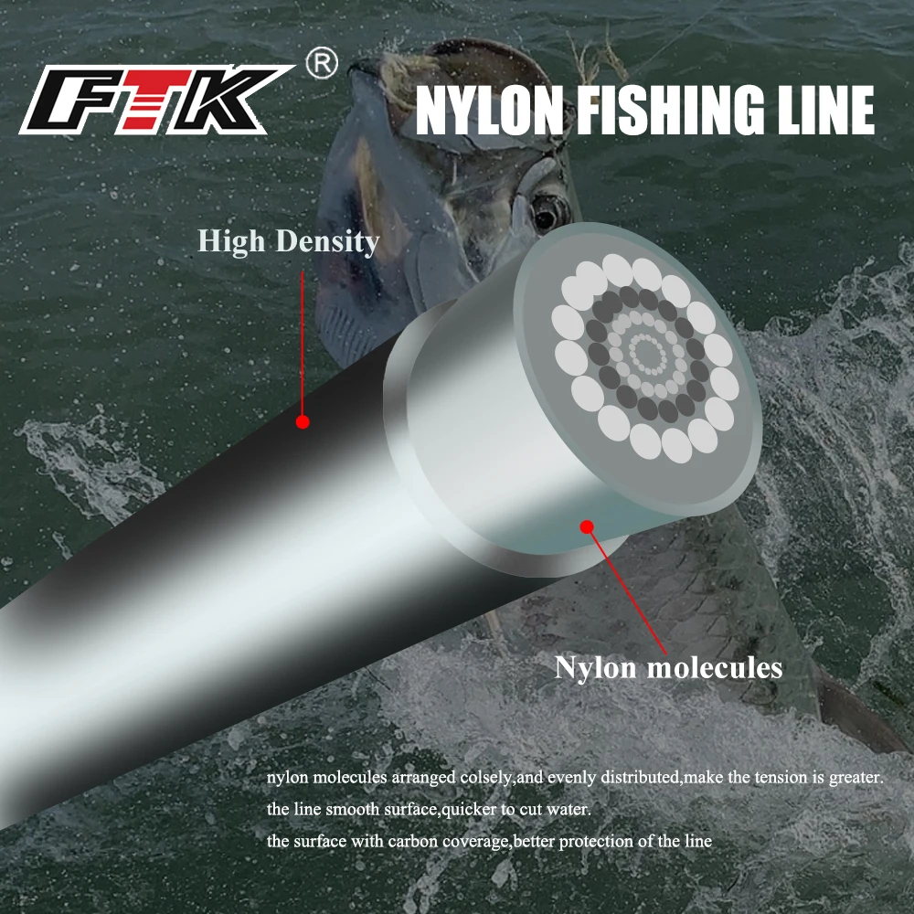 FTK-sedal de pesca de nailon de 100M, monofilamento de Japón, multicolor, para carpa, lago, río, pesca en agua salada, 1 paquete - imagen 5