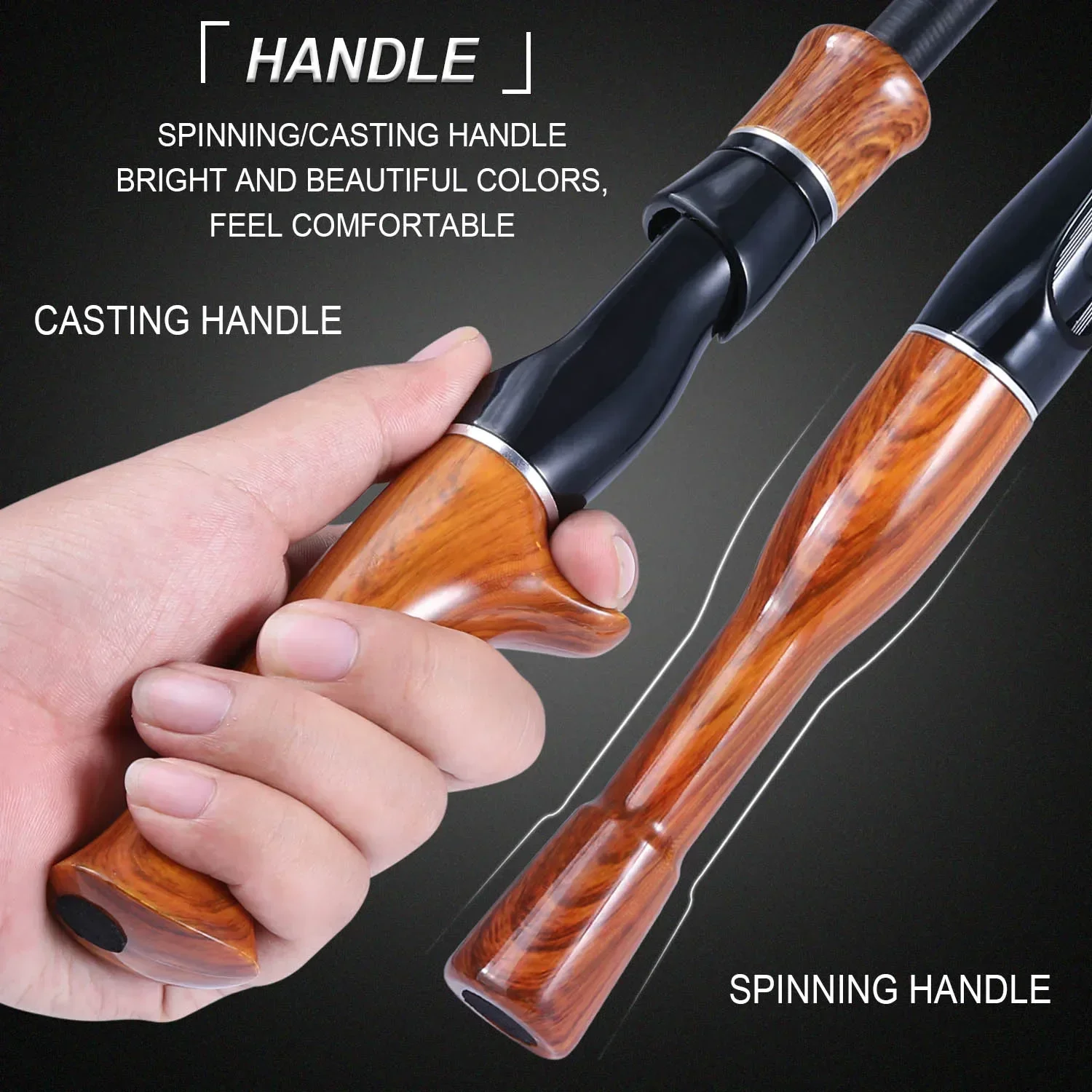 Sougayilang-caña de pescar con mango de corcho, giratoria, de fundición, telescópica, de madera, portátil, de viaje - imagen 4