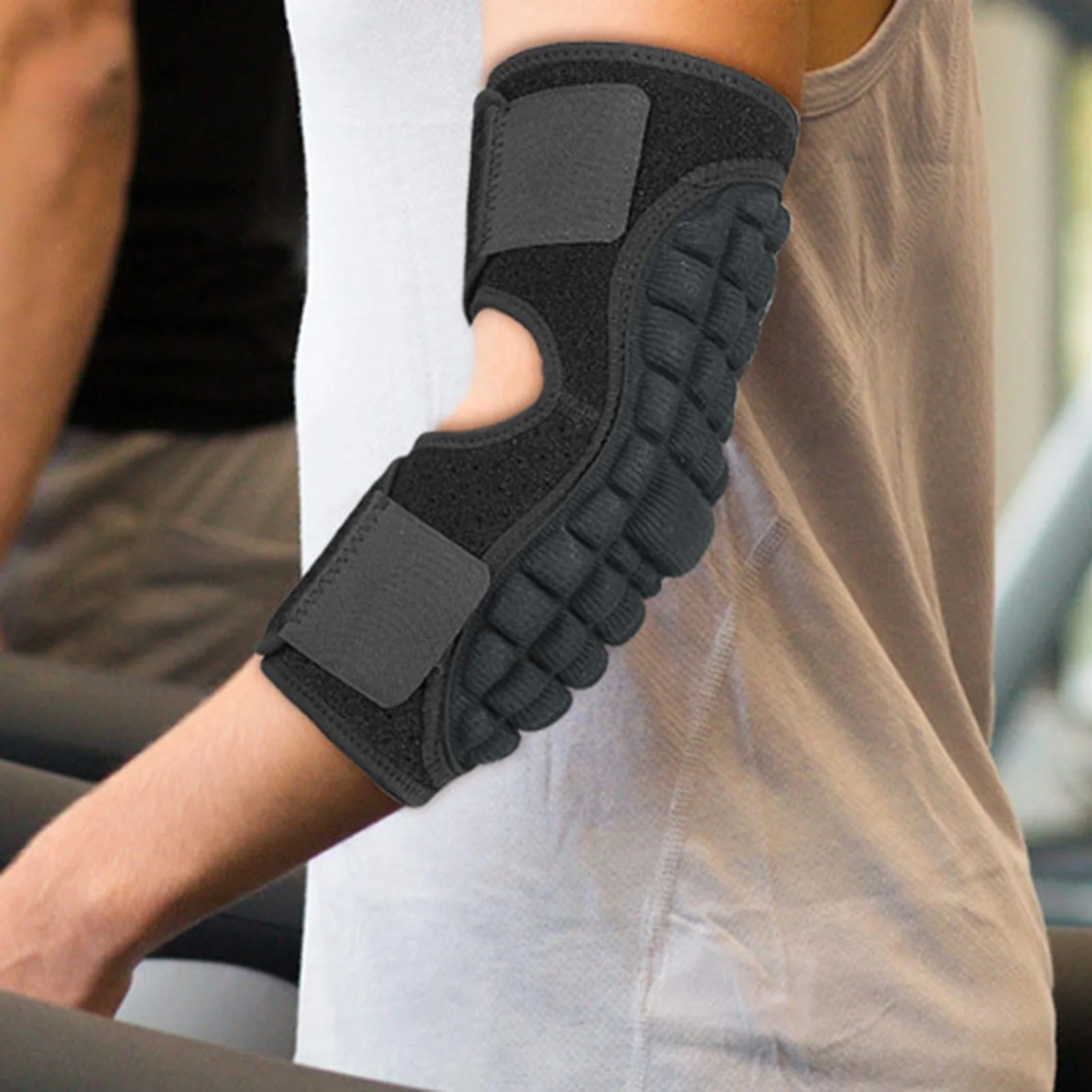 Manga de codo deportiva para adultos con diseño de panal soporte de brazo de compresión transpirable para correr Fitness entrenamiento de fuerza - imagen 3