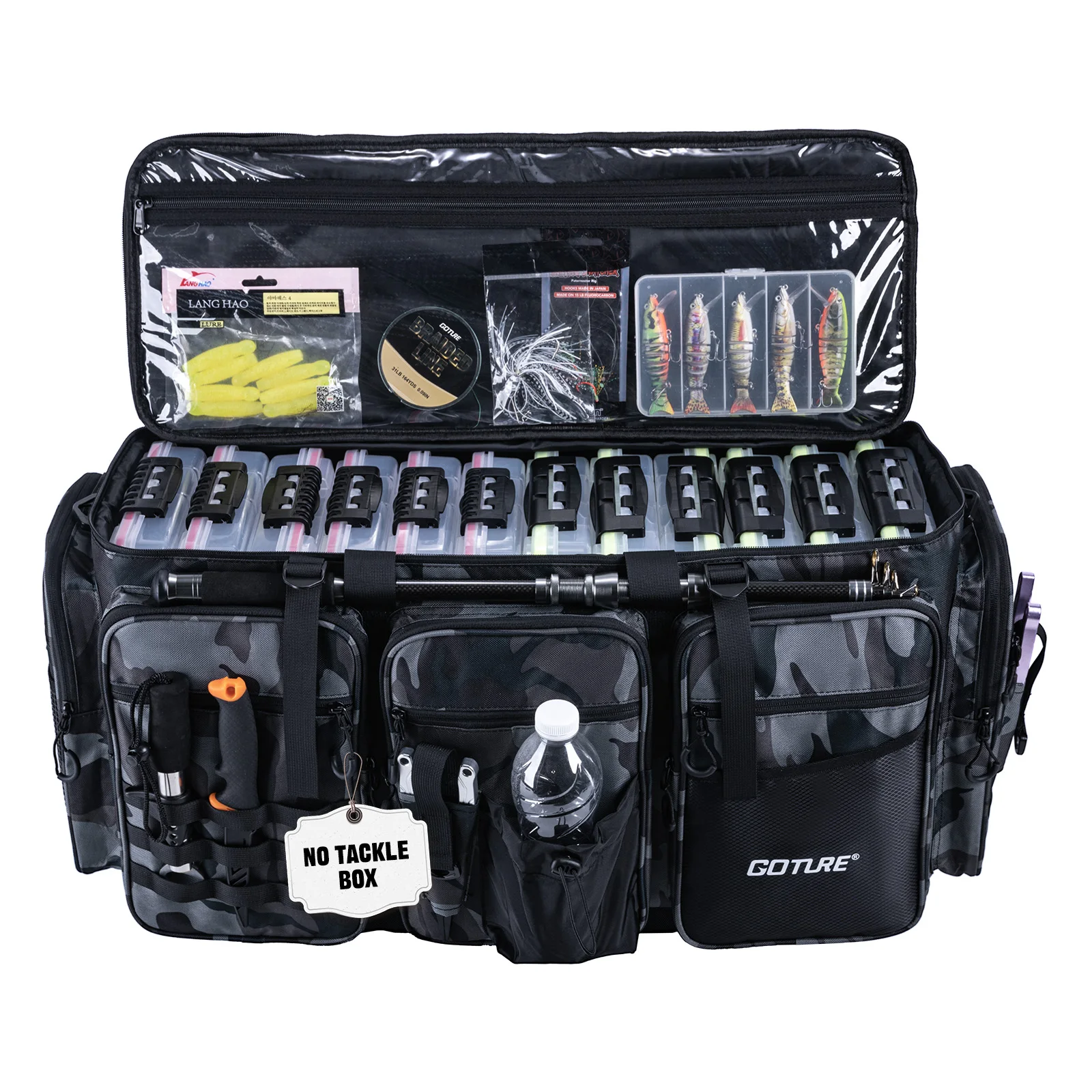 Bolsa de equipo de pesca grande Goture Premium, 65L/75L con fondo de EVA impermeable y correa de transporte acolchada, para viajes de pesca, el más vendido - imagen 3