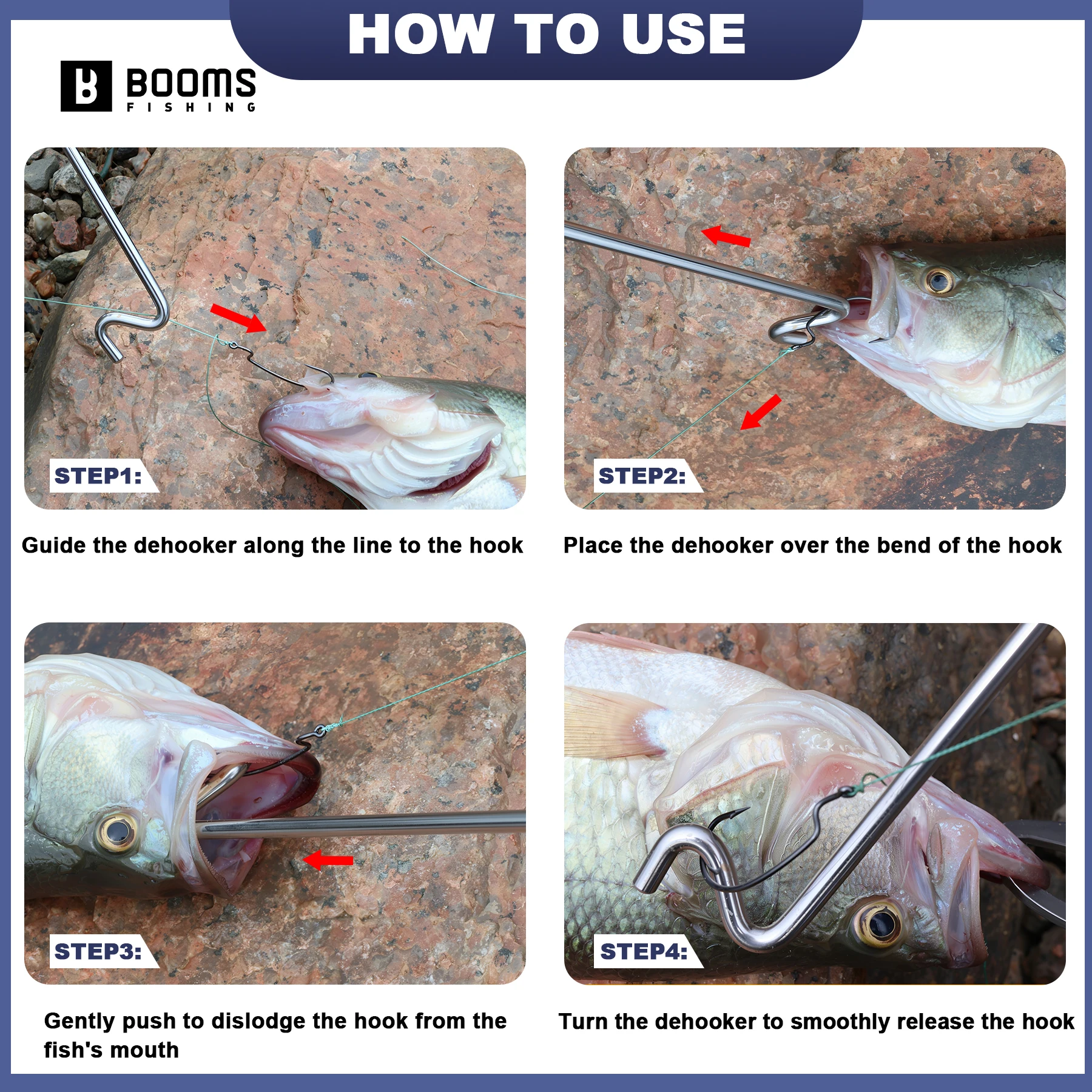 Booms Fishing XW22 herramientas para quitar anzuelos de pesca de acero inoxidable, Dehooker de agua salada, removedor de anzuelos de tiburón, juego de equipo de pesca de 10,9 pulgadas - imagen 2