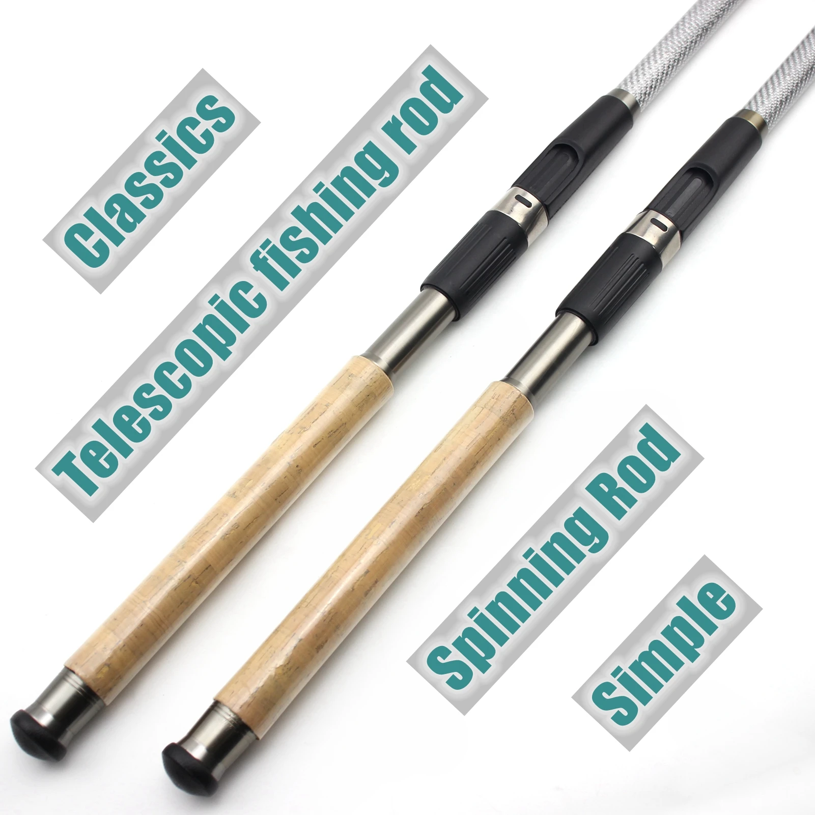 Caña de pescar telescópica de 2,1 m, 2,4 m, 2,7 m, 3,0 m, mango de madera, caña giratoria, caña de pescar Extra pesada para carpa, caña de playa para surfear en el mar - imagen 5