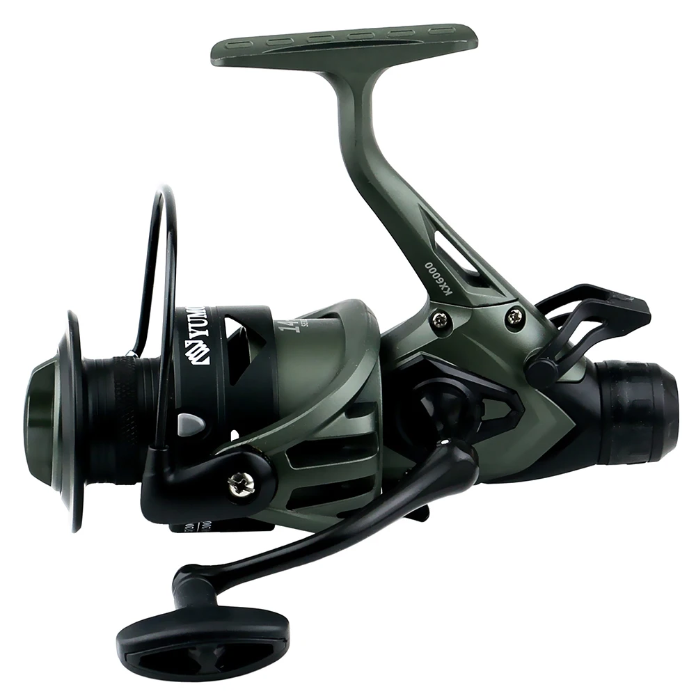 Carrete de pesca de carpa 3000-6000, doble fuerza de descarga, rueda giratoria de freno delantero y trasero, relación de engranaje 5,5: 1, carrete de pesca de largo alcance